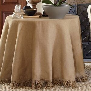 Ballard Designs Essential Tablecloth Burlap Linen with fringe